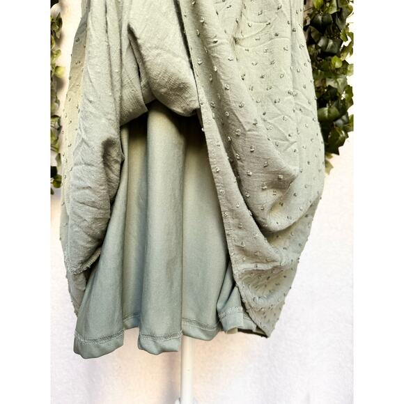 Staccato Sage Green Rayon Lined Mini Babydoll Dress with Pockets Women's Large - Picture 9 of 11